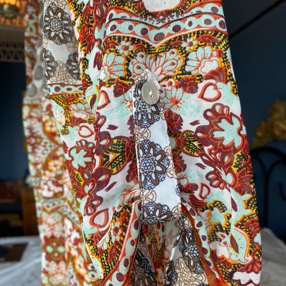 Multicoloured Boho Floral Print Sheer Tunic - Picture 4 of 4